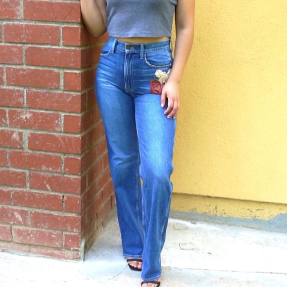 Wildfox Floral Denim Highwaist Flare Bell Bottom - Picture 1 of 7